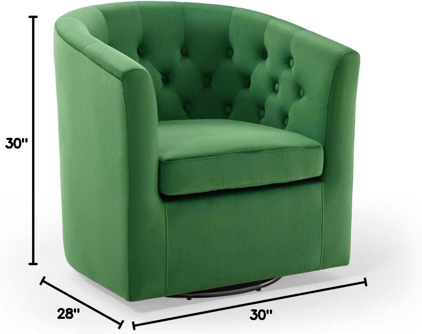 Modway Prospect Tufted Performance Velvet Swivel Armchair Emerald : Luxurious Upholstered Accent Chair with Wood Frame