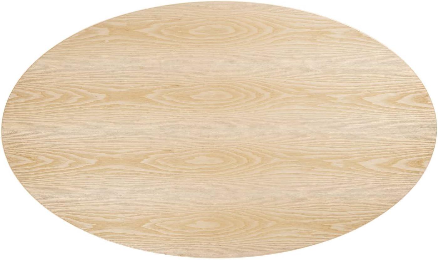 Modway Lippa 60" Oval Modern Wood & Metal Dining Table in Natural/Black