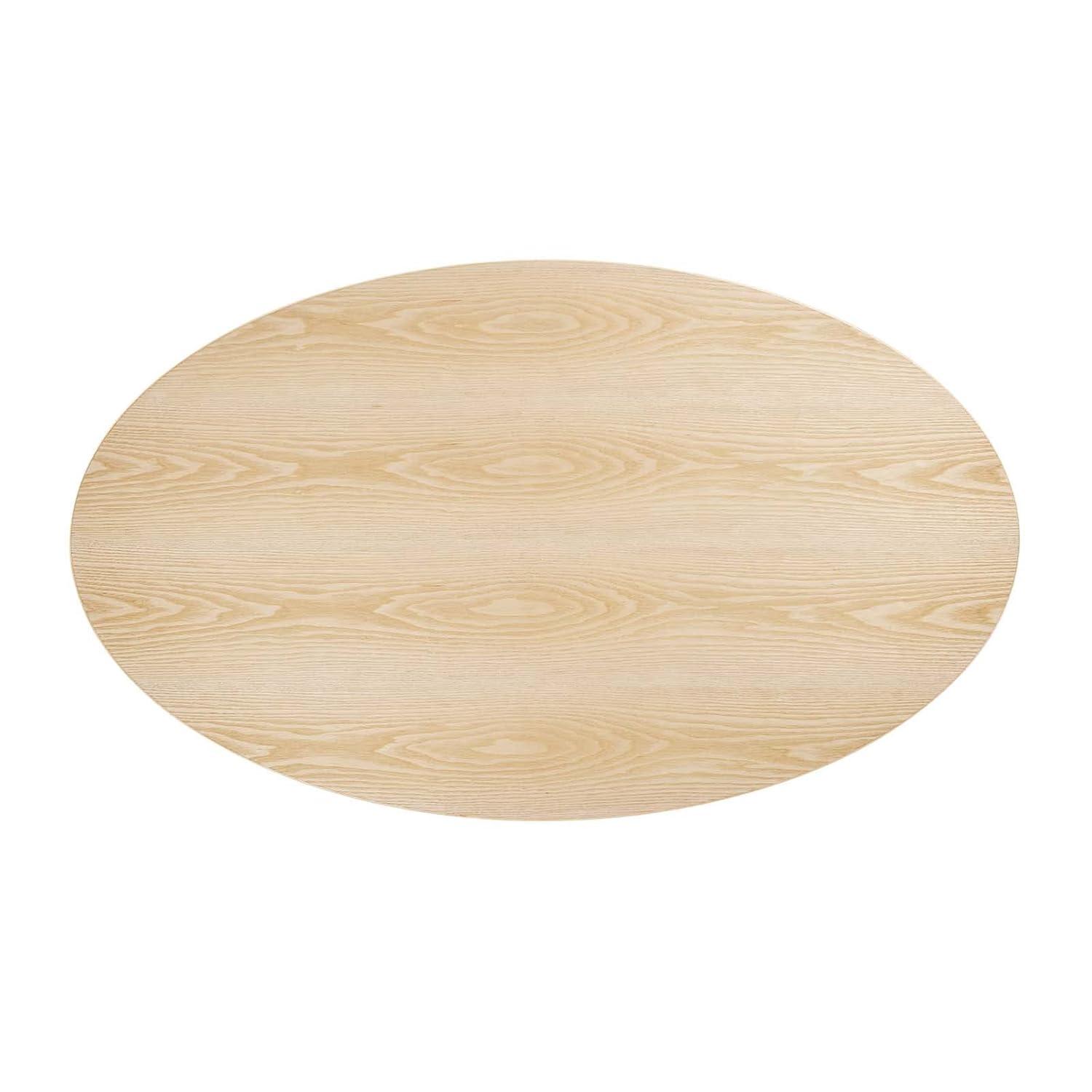 Modway Lippa 60" Oval Wood Grain Dining Table in Black Natural