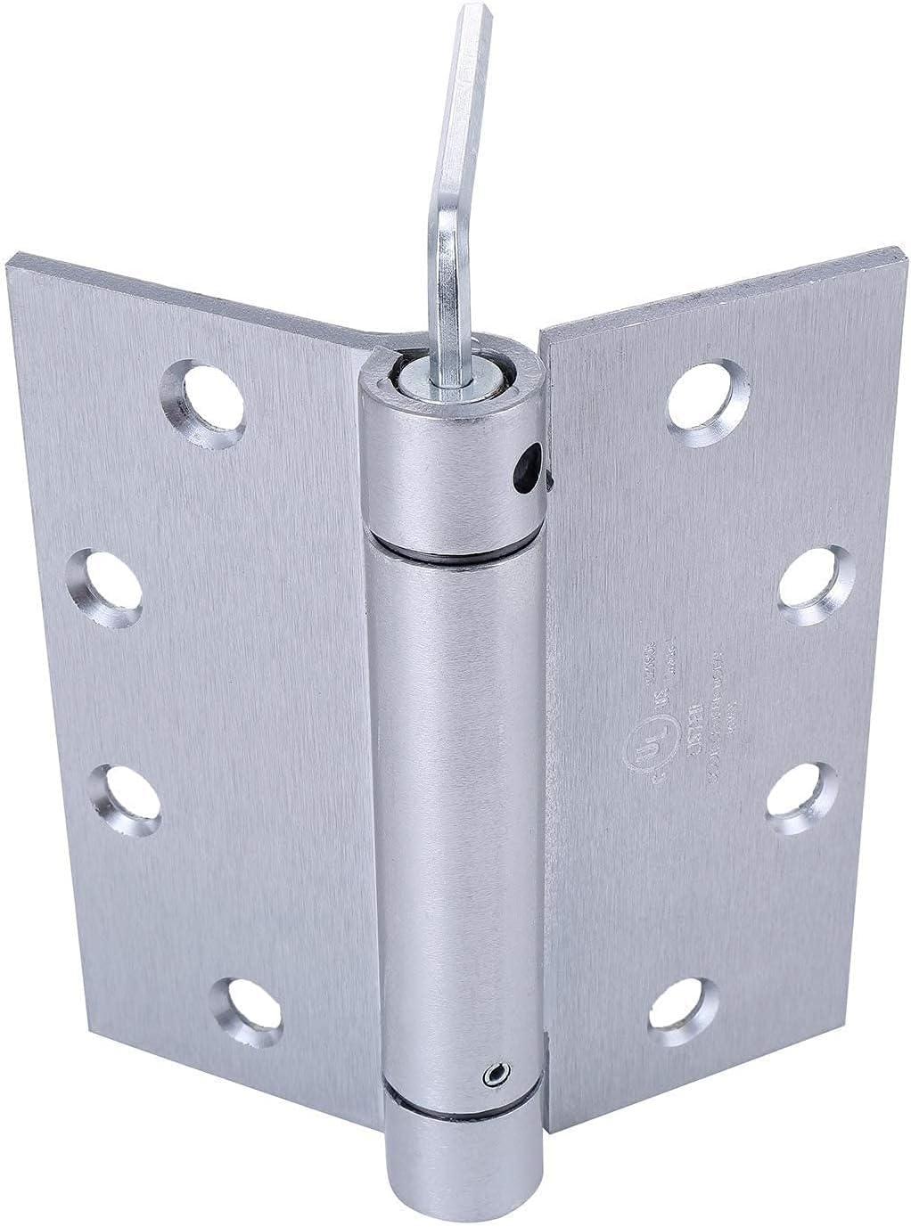 2 Pack - 4.5"x4.5" Brushed Satin Chrome Finish Self Closing Reversible Door Hinge - Heavy Duty Commercial Spring Door Hinge - UL Listed with Complete Installation Hardware