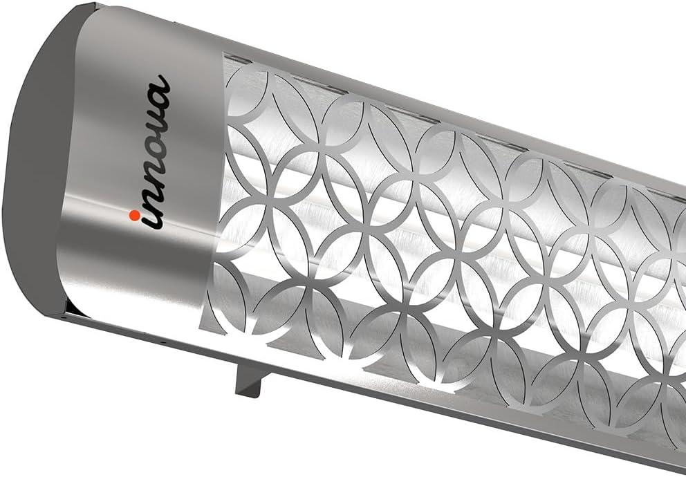 Innova-5000 Watt Electric Infrared Dual Element Heater-240 Voltage-Stainless Steel Finish-Clover Decorative Fascia-Outdoor Wall Mount Electric