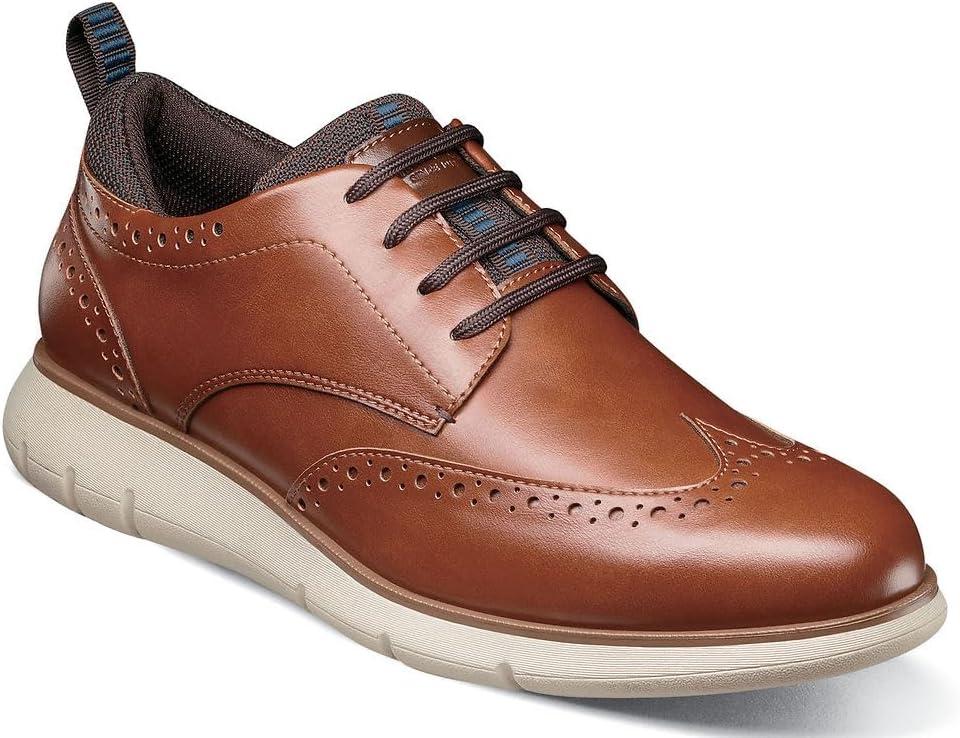 Men's Cognac Faux Leather Wingtip Oxford Casual Shoe