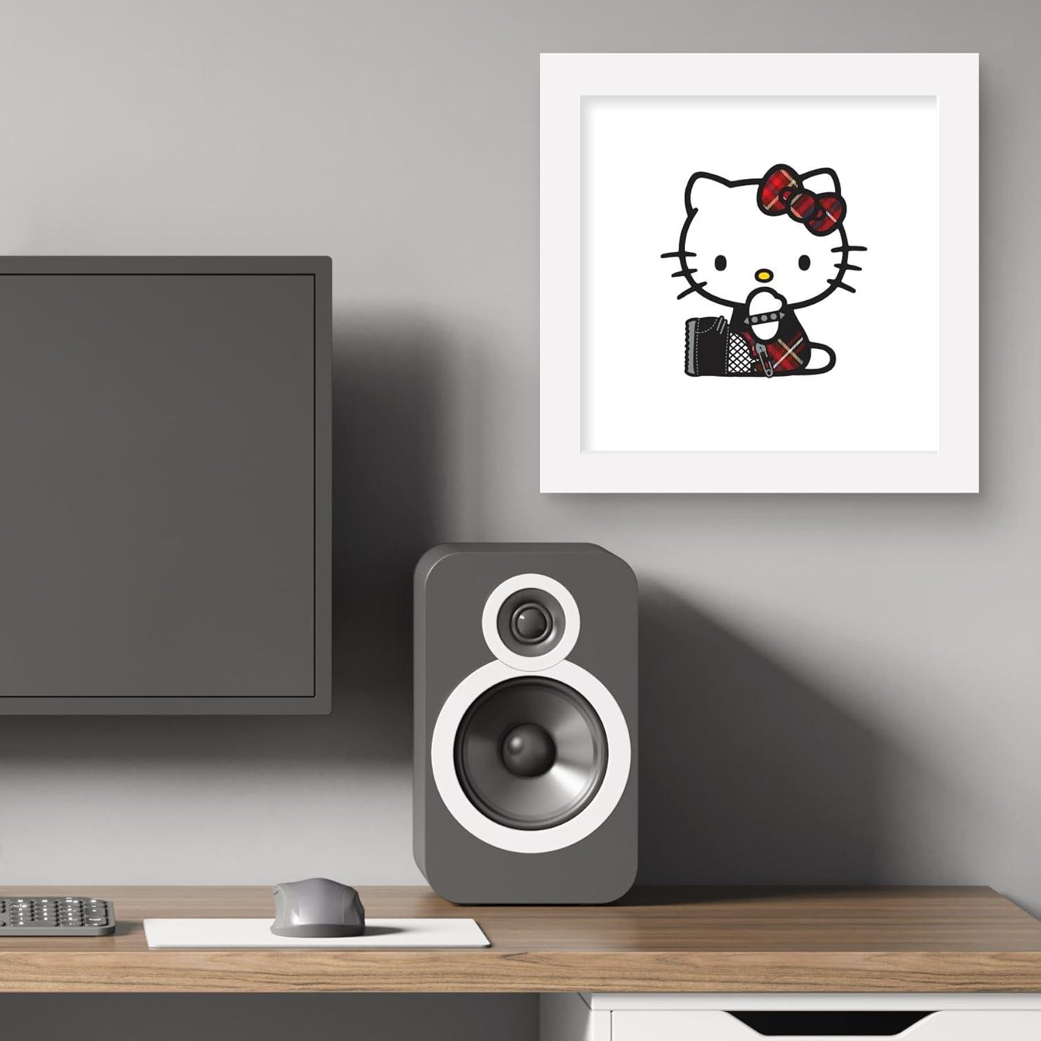 Gallery Pops Sanrio Hello Kitty - Punk Red Wall Art, White Framed Version, 12" x 12"