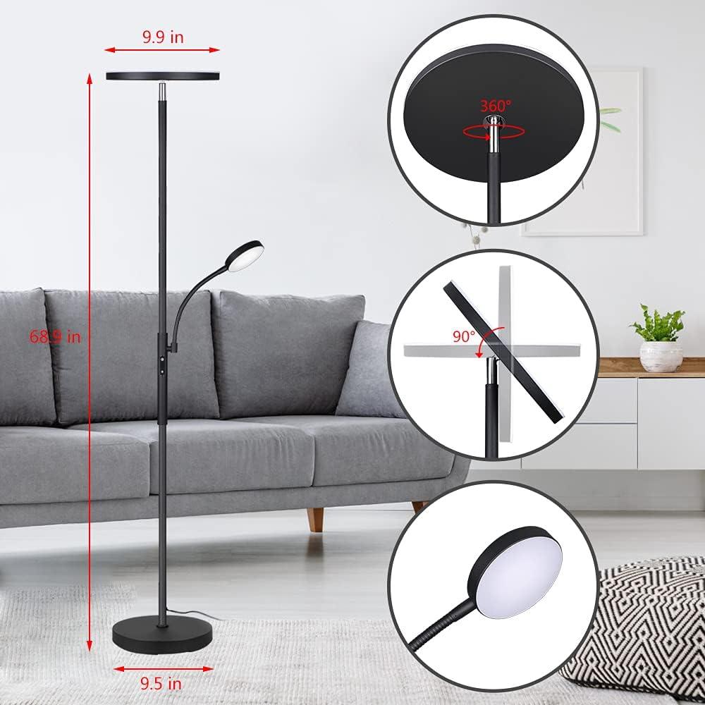 Matte Black Adjustable LED Floor Lamp with Remote Control