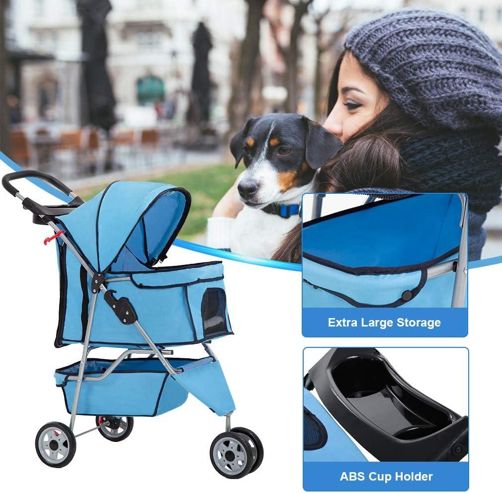 FDW 3 Wheels Pet Stroller Dog Cat Cage Jogger Stroller for Medium Small Dogs Cats Travel Folding Carrier Waterproof Puppy Stroller