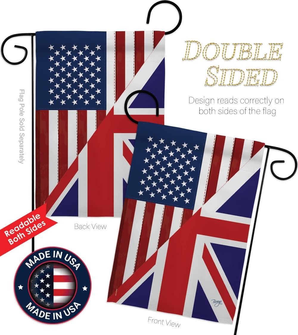 Breeze Decor 58380 US UK Friendship 2-Sided Impression Garden Flag - 13 x 18.5 in.