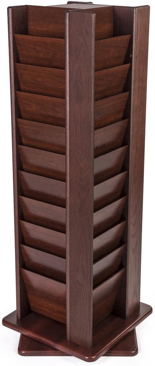 Mahogany Oak 40-Pocket Rotating Magazine Rack