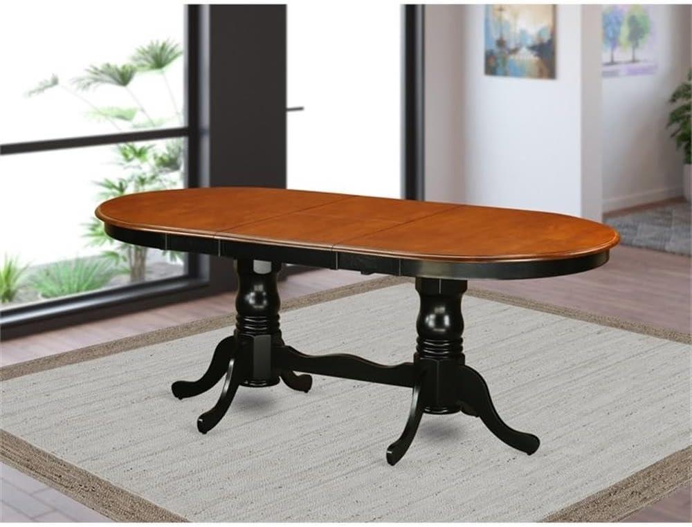 Plainville Dining Table - Charming Country Casual Design, Expandable to 78 Inches, Black & Cherry Color Scheme, Vintage-Inspired Legs.