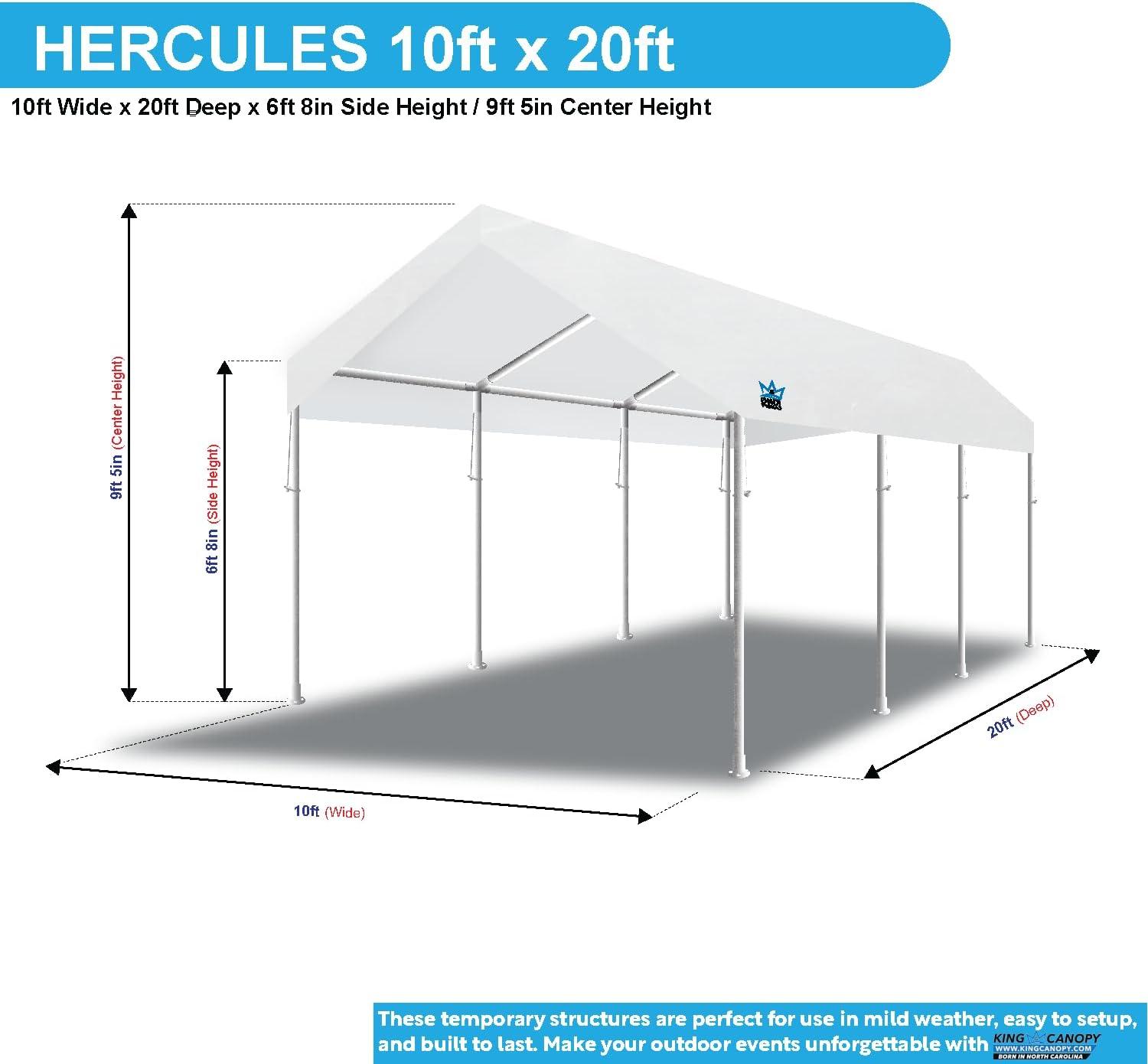 King Canopy Hercules 18ft x 27ft, 2-Inch Hammertone Steel Frame w/ buttons, 10-Leg Carport