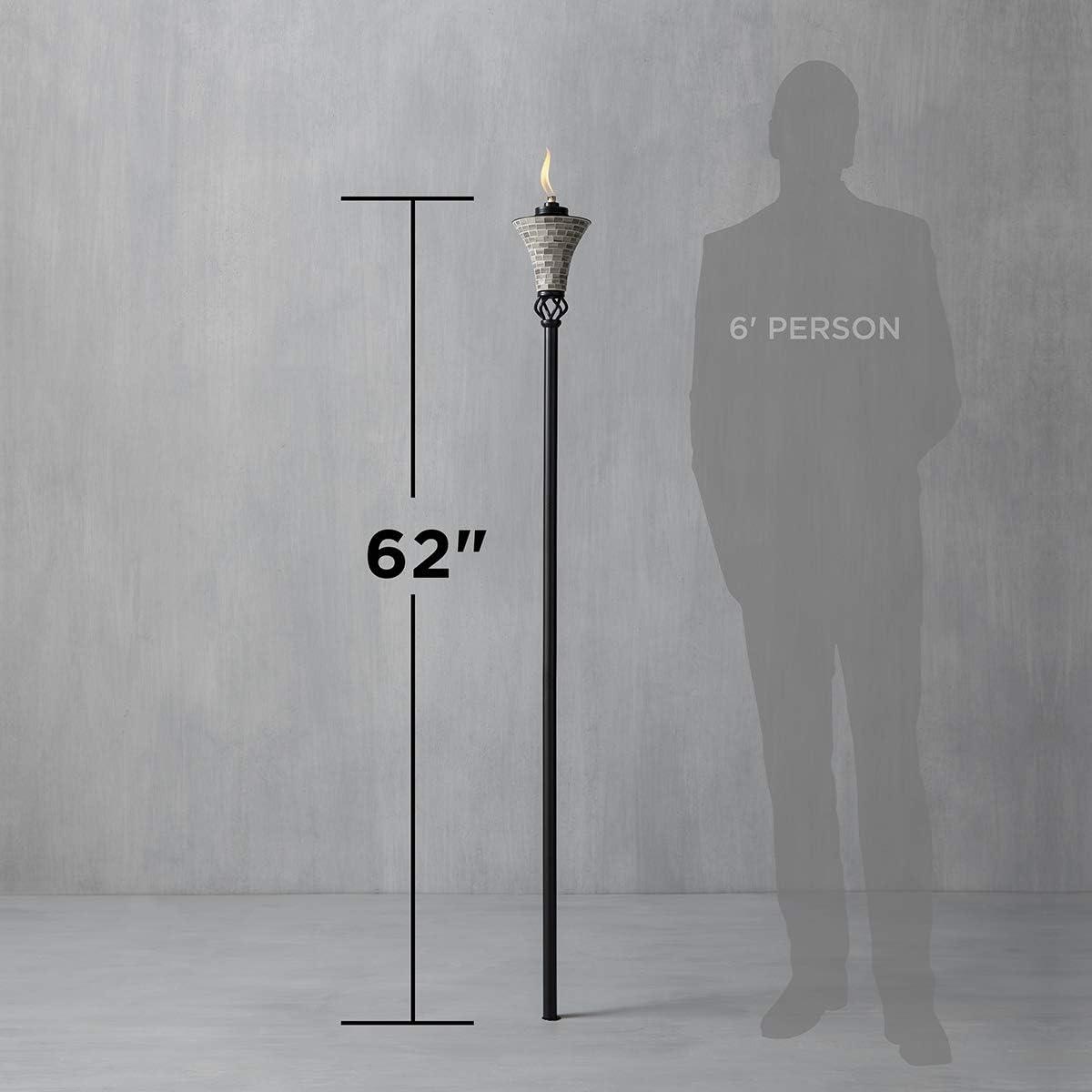 62-Inch Black and Silver Metal Mosaic Torch