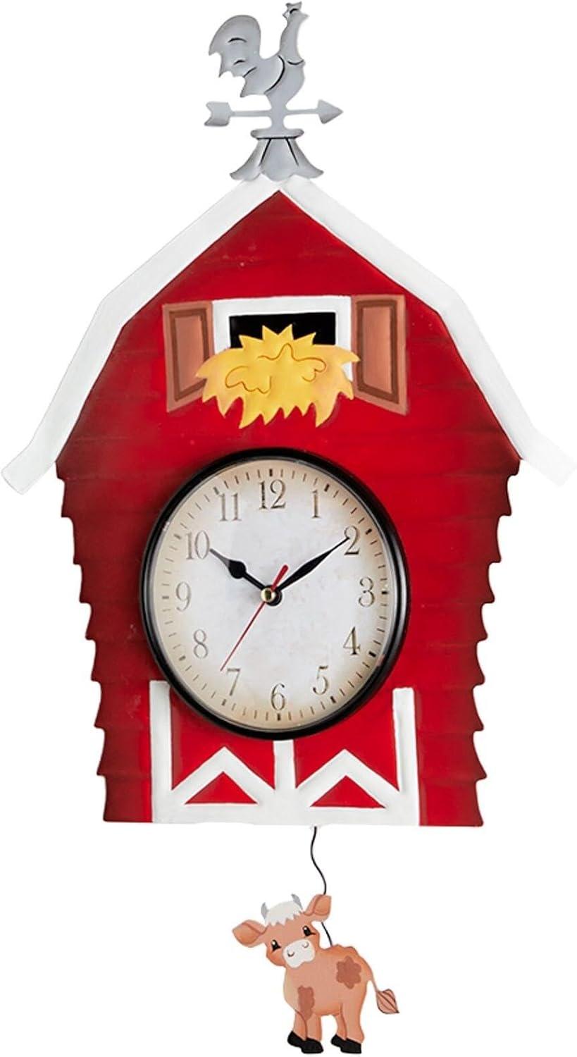 The Lakeside Collection Clock Pendulum Country Theme Cow Pig Barn Rooster - Barn