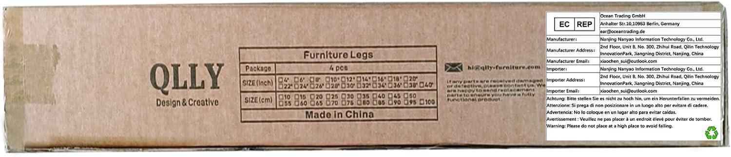 QLLY Adjustable Metal Table Leg, 24-40 inch, 60-100cm, Home Office DIY Desk Leg, Furniture Leg Set (4, Black)