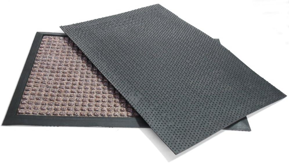 Rubber-Cal  "Nottingham" Rubber Backed Carpet Mat - 16 x 24 inches - Tan Polypropylene Mat - 1'4 x 2'