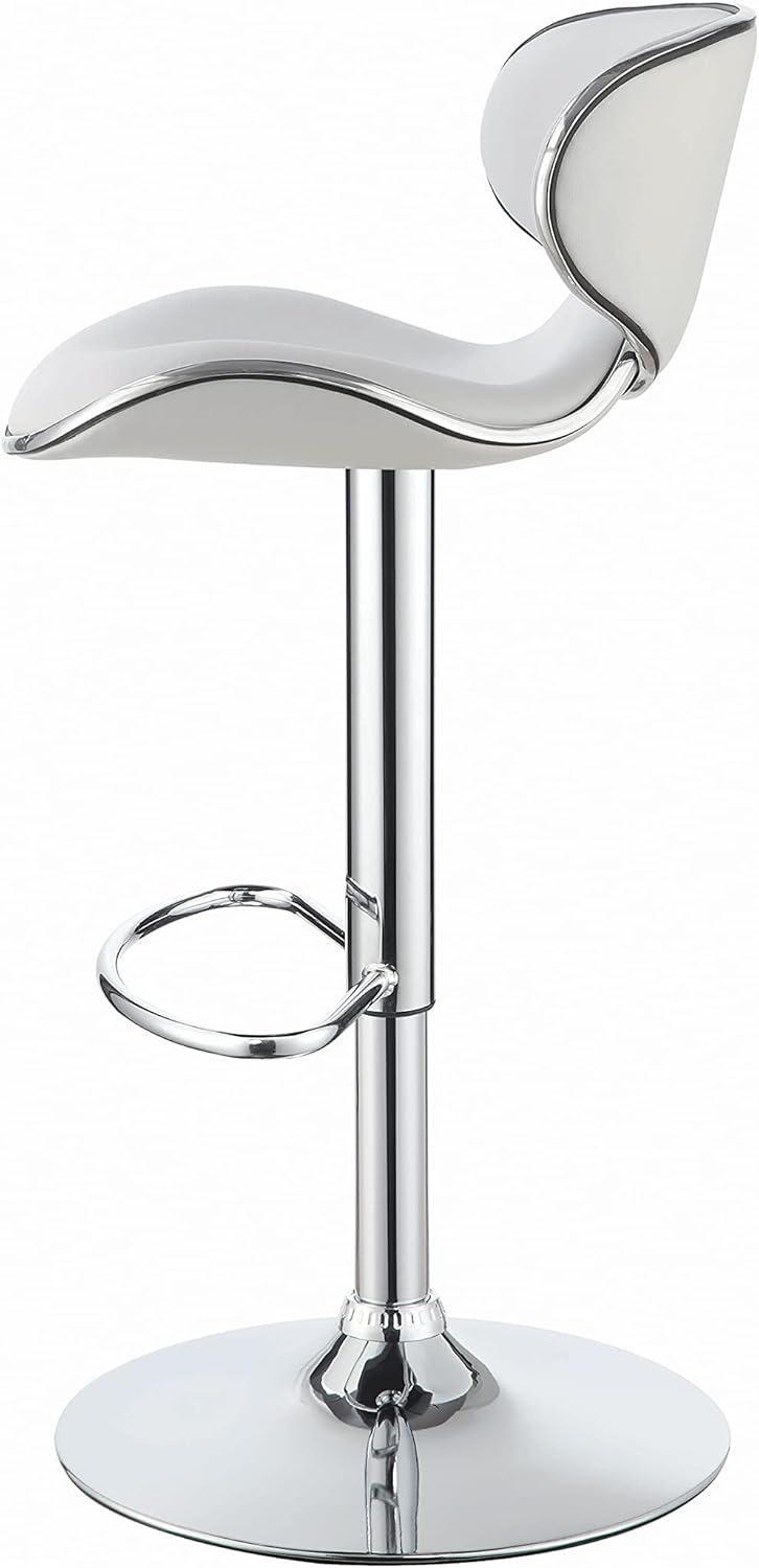 Coaster Faux Leather Upholstered Adjustable Height Bar Stool in White