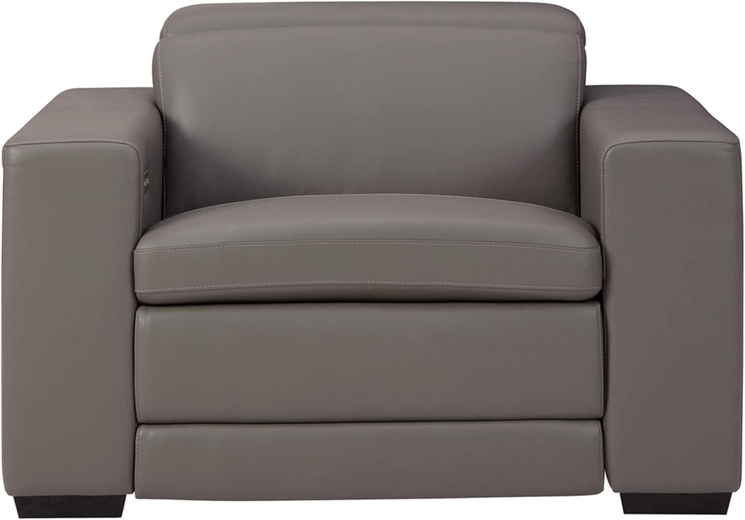 Ashley Furniture Texline Leather Power Recliner with Headrest in Gray