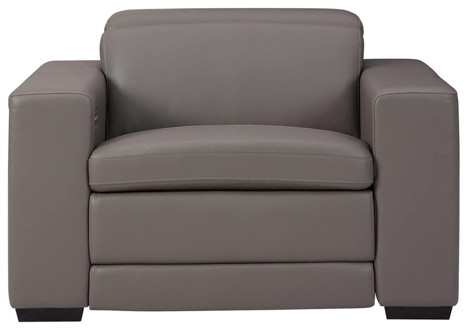 Signature Design by Ashley Texline Leather Power Recliner with Headrest in Gray