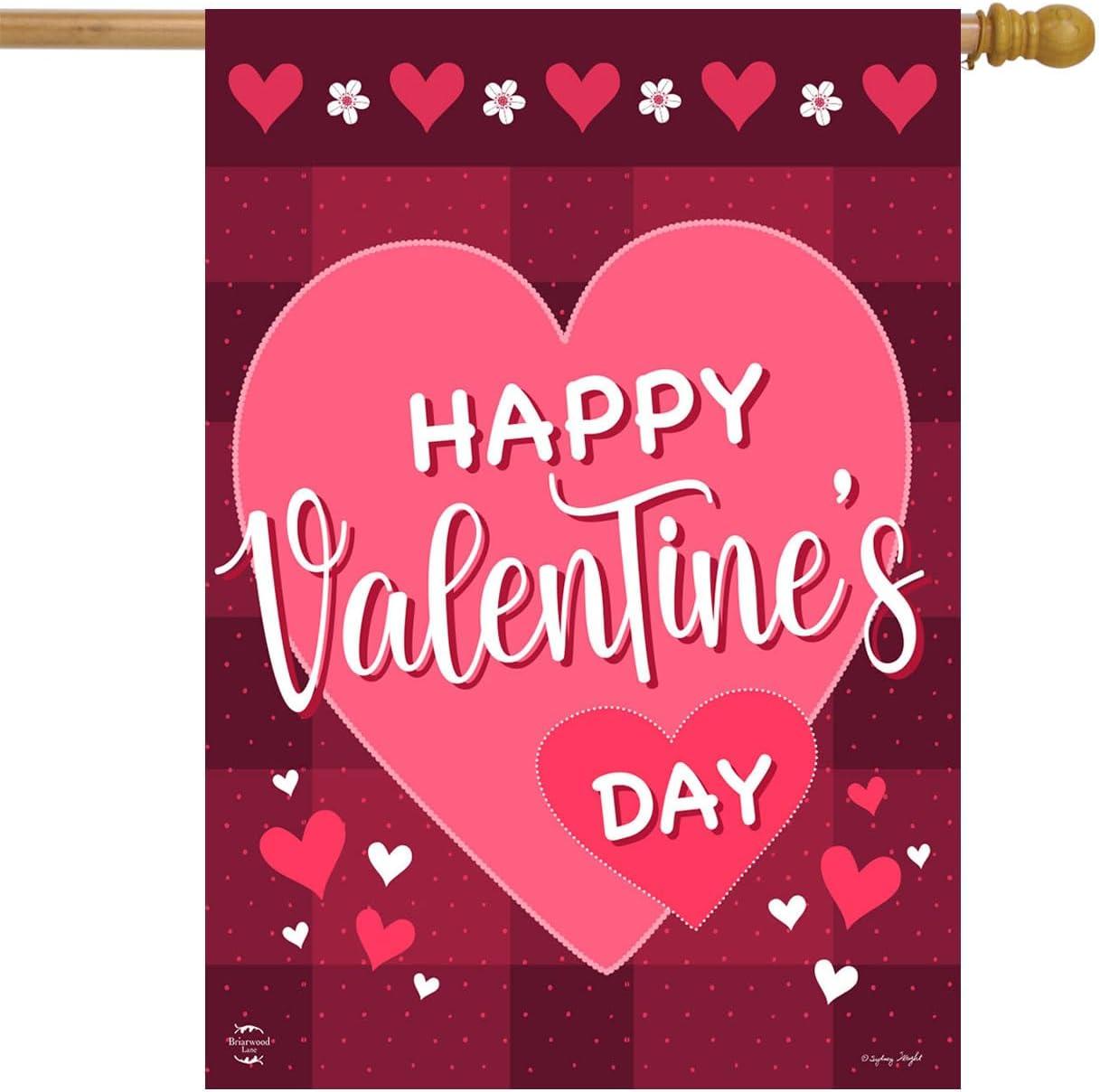 Happy Valentine's Day Double Sided House Flag 40" x 28" Briarwood Lane