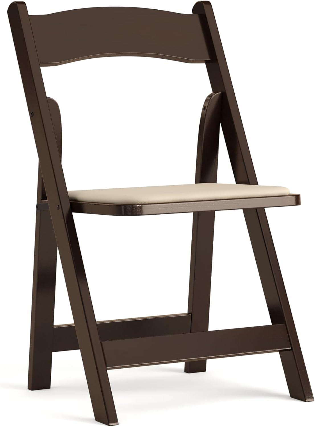 Flash Furniture HERCULES Series Fruitwood Wood Folding Chair with Vinyl Padded Seat