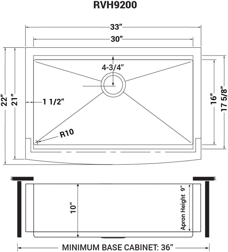 Ruvati Apron-front Workstation Farmhouse Kitchen Sink 16 Gauge Stainless Steel Single Bowl