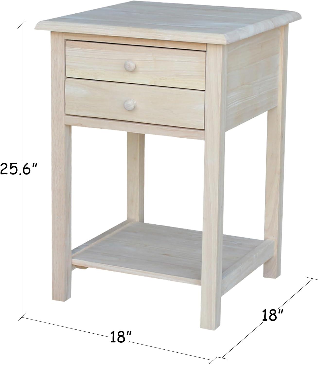 Lamp Table with 2 Drawers - International Concepts: Solid Parawood, Square, Traditional Style