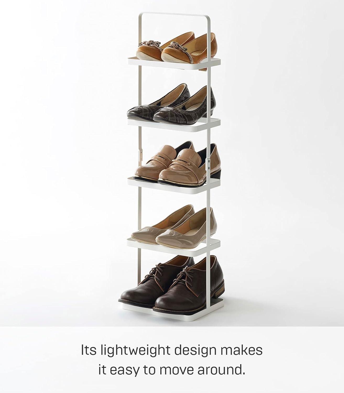 Yamazaki Home Steel Upright 5 Pair Shoe Rack with Handle