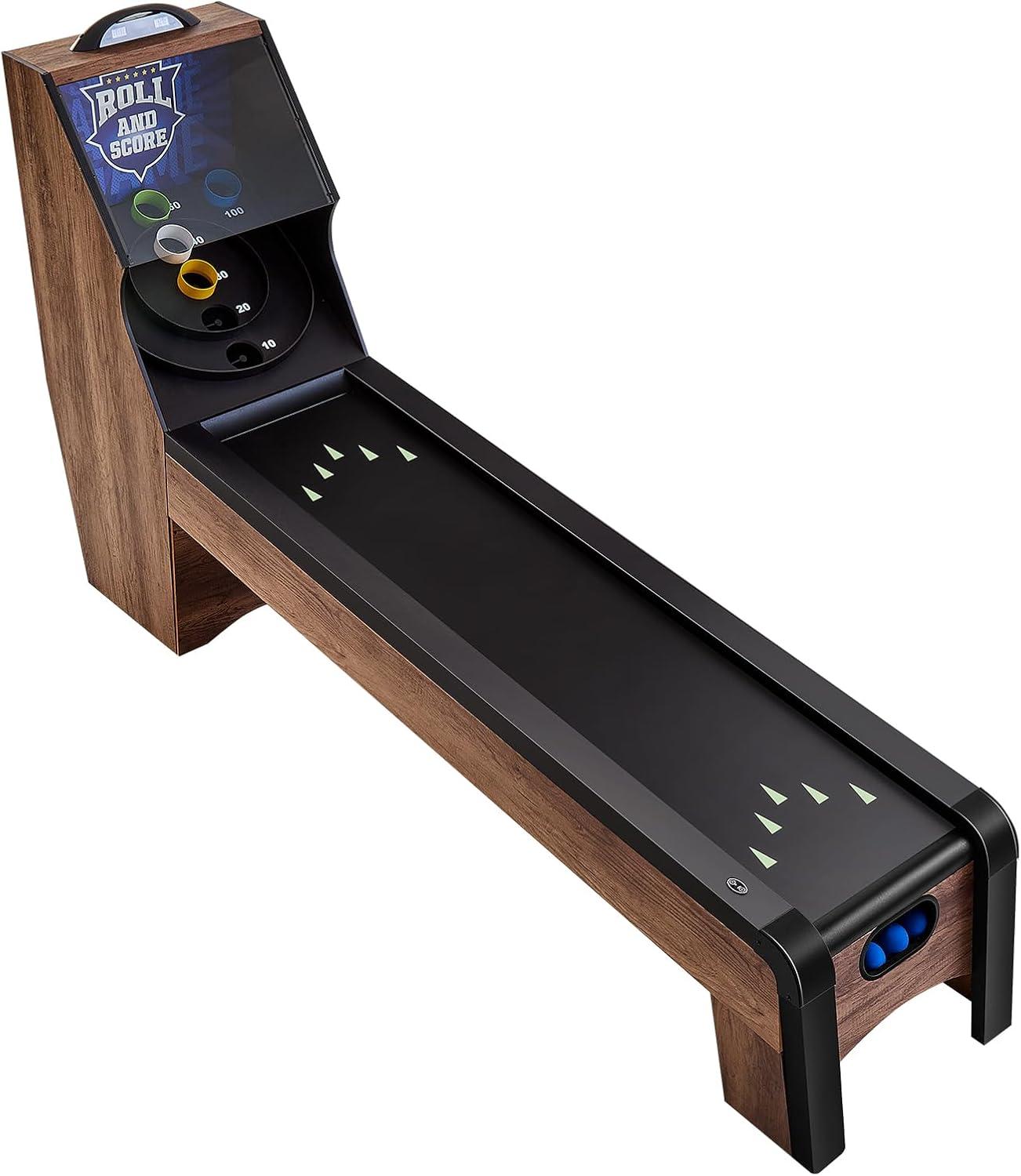 8 ft. Roll and Score Classic Arcade Game Table, Skee Ball Arcade Machine Indoor with Electronic Scorer, Sound, Automatic