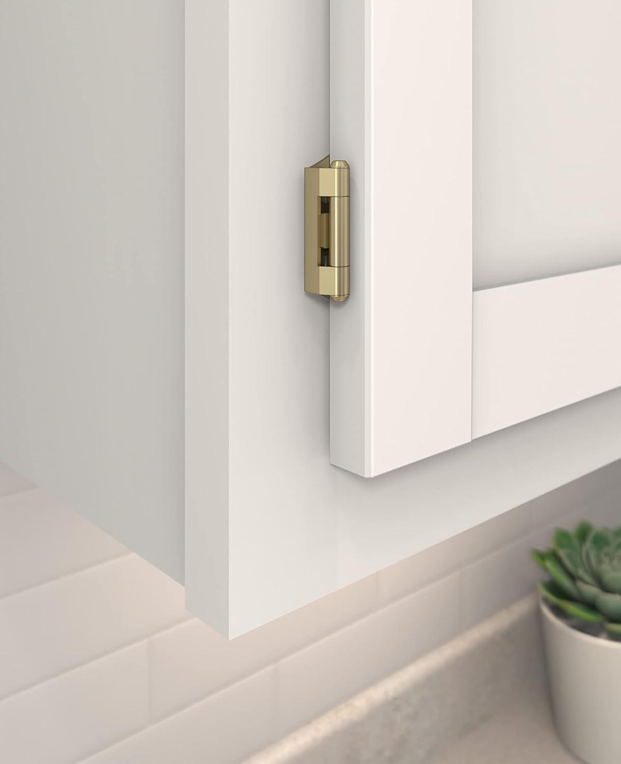 Golden Champagne 1/4 in (6 mm) Overlay Self Closing, Partial Wrap Cabinet Hinge (2-Pack)