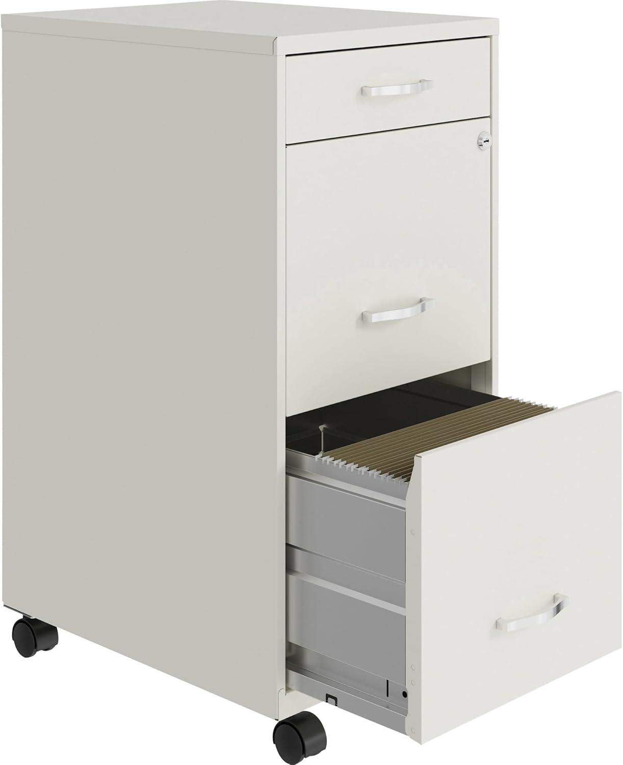 LYS SOHO Box/File/File Mobile White File Cabinet, 3 Drawer, 26.5 x 14.3 x 18 in