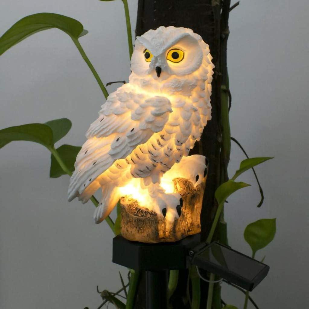 White Resin Owl Solar LED Garden Pathway Light