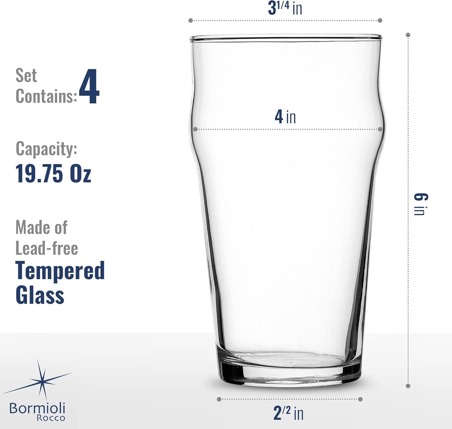 Bormioli Rocco 20 Oz Clear Tempered Glass Pint Set