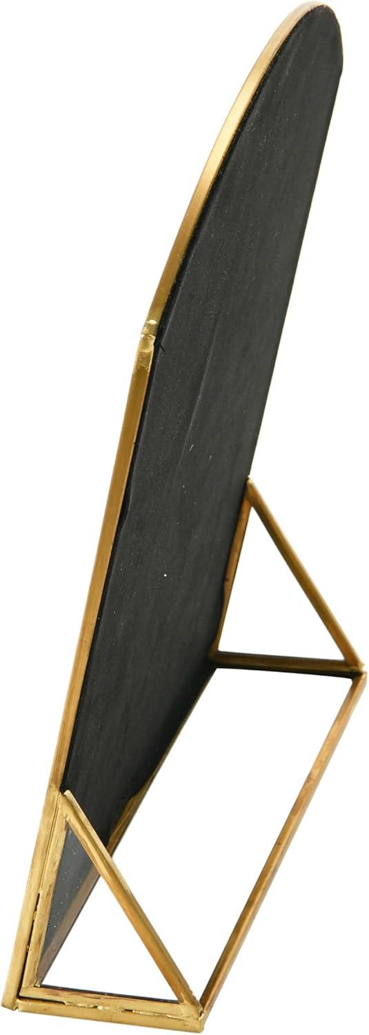 Storied Home Arched Metal Framed Standing Mirror Brass: Sleek Easel Design for Entryway or Makeup Use