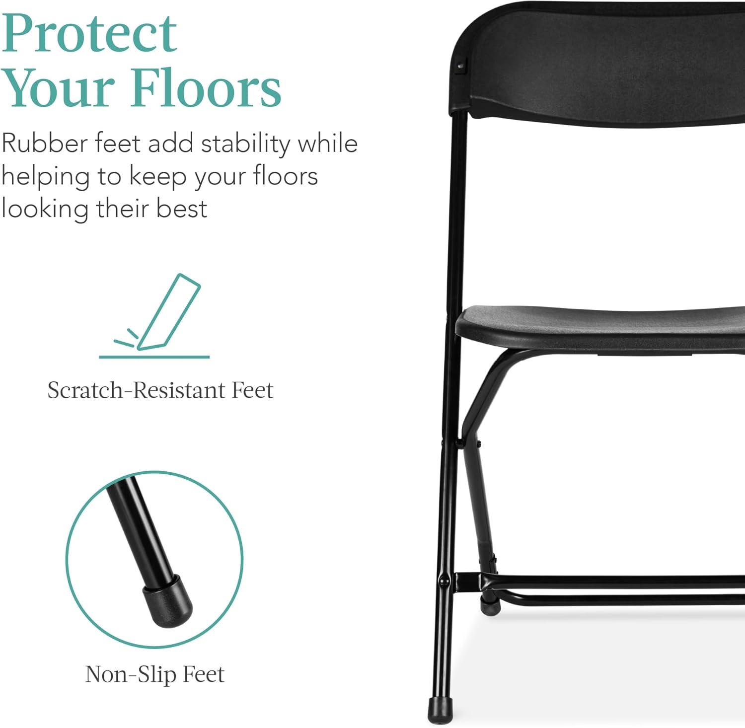 Best Choice Products Set of 4 Folding Stacking Plastic Chairs w/ Non-Slip Feet, 350lb Capacity - Black