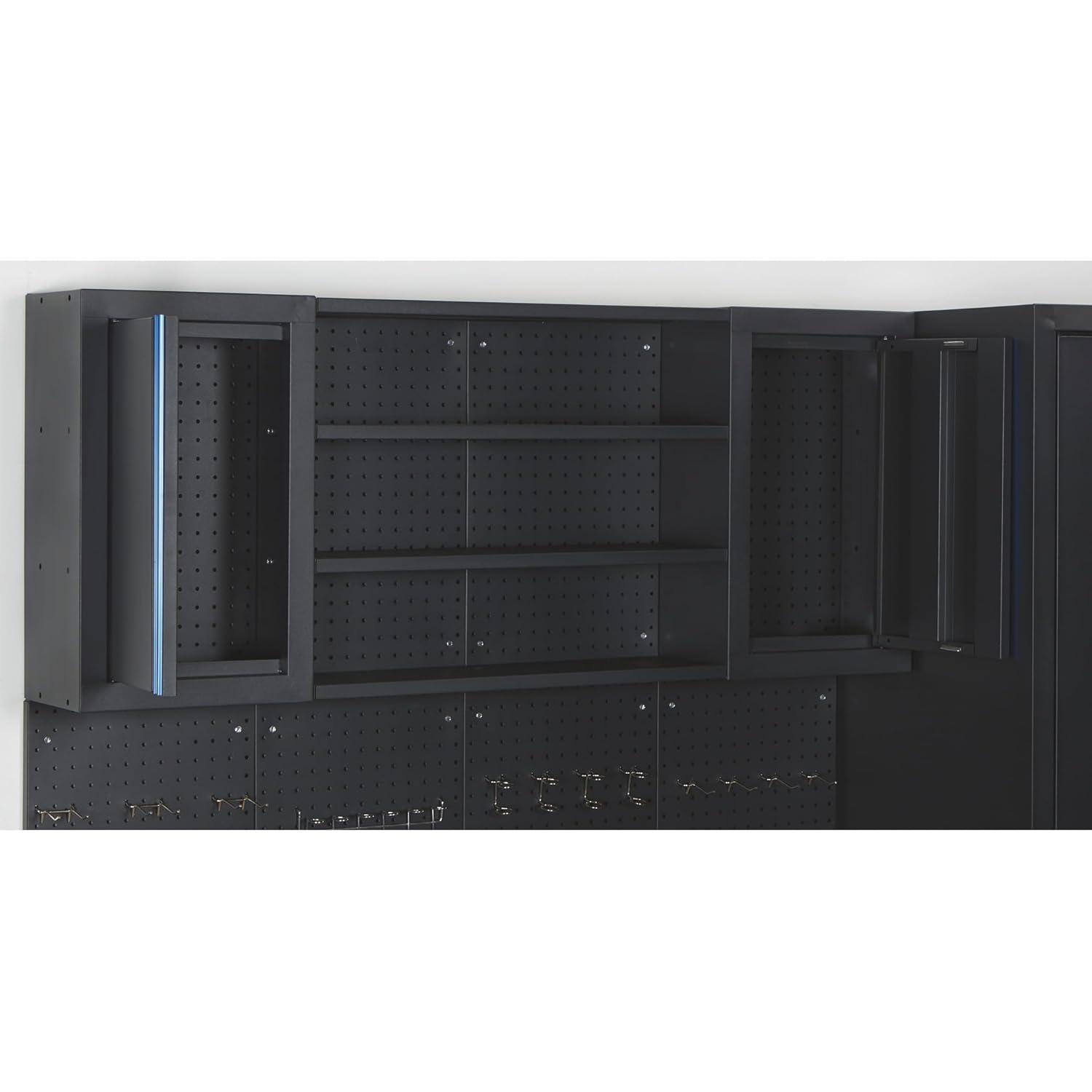 Strongway 6-Pc. Steel Garage Storage System with Drawers, Pegboard, Shelves, Tabletop, 2 Rolling Cabinets, 81.5in. x 75.7in.