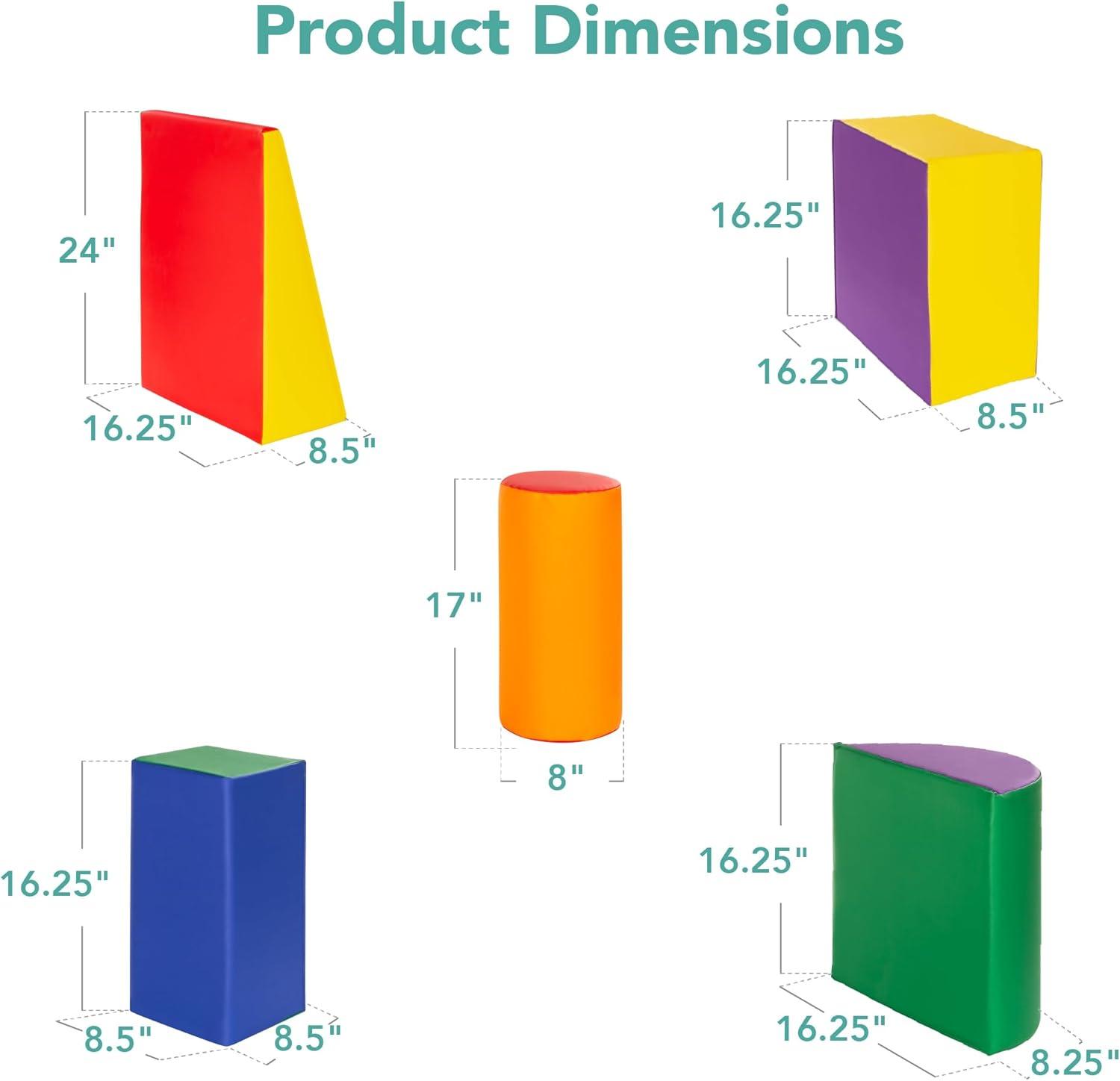 Best Choice Products 5-Piece Kids Climb & Crawl Soft Foam Block Playset Structures for Child Development - Multicolor