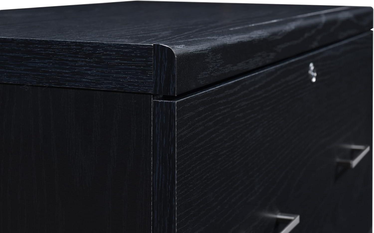 Black Engineered Wood 2-Drawer Lockable Lateral File Cabinet