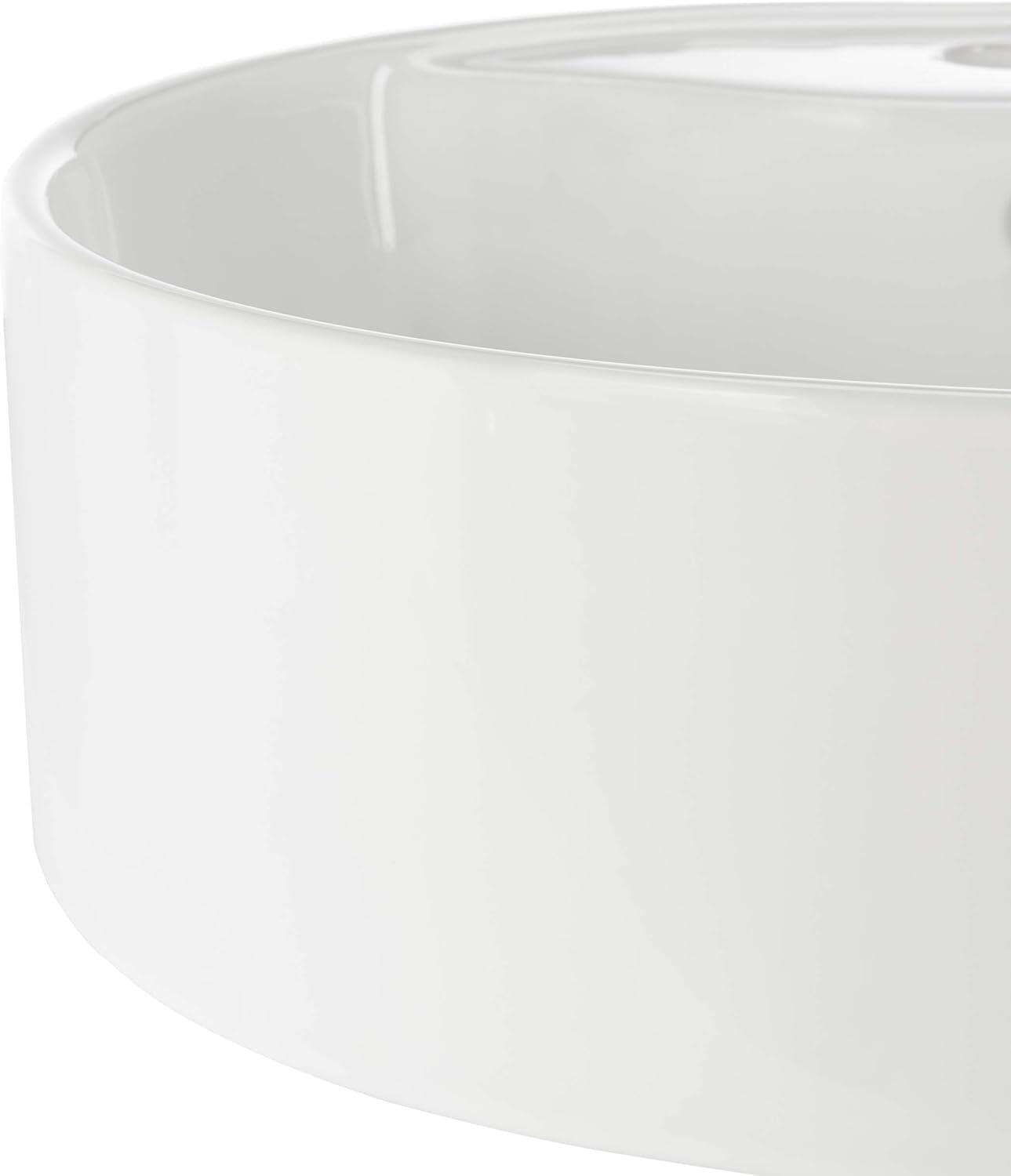 Mira White Ceramic Round Vessel Sink with Overflow Drain