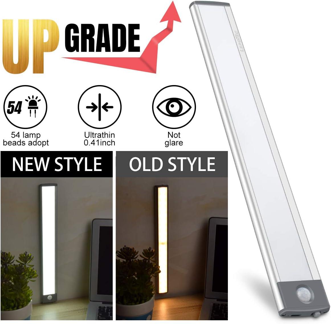 LEPOTEC 2022 30 LED Under Counter Closet Lighting, Pantry Light, LED Motion Sensor Cabinet Light Battery Powered Operated Light 2500mah Rechargeable Wireless Motion Sensor Closet Light