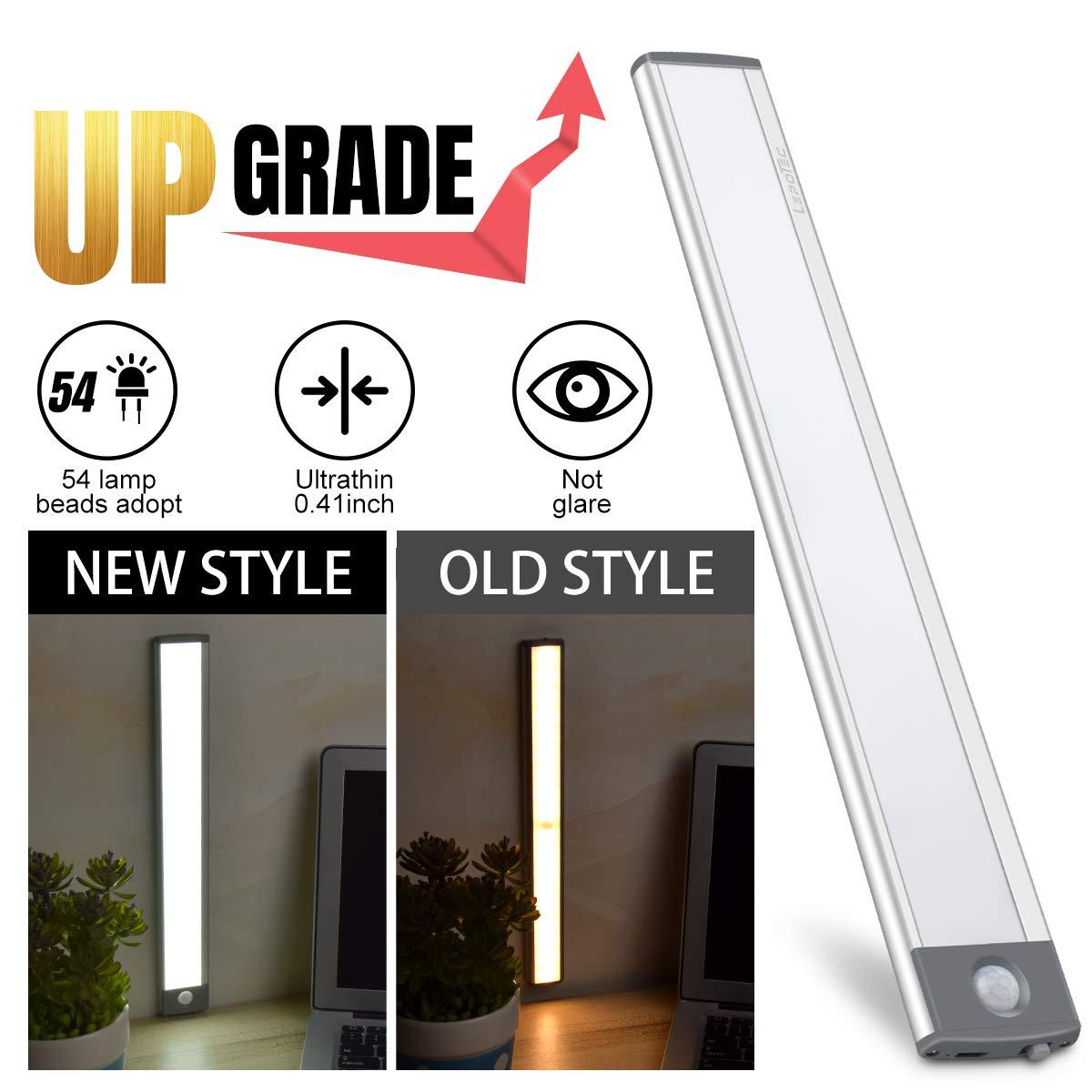 LEPOTEC 2022 30 LED Under Counter Closet Lighting, Pantry Light, LED Motion Sensor Cabinet Light Battery Powered Operated Light 2500mah Rechargeable Wireless Motion Sensor Closet Light