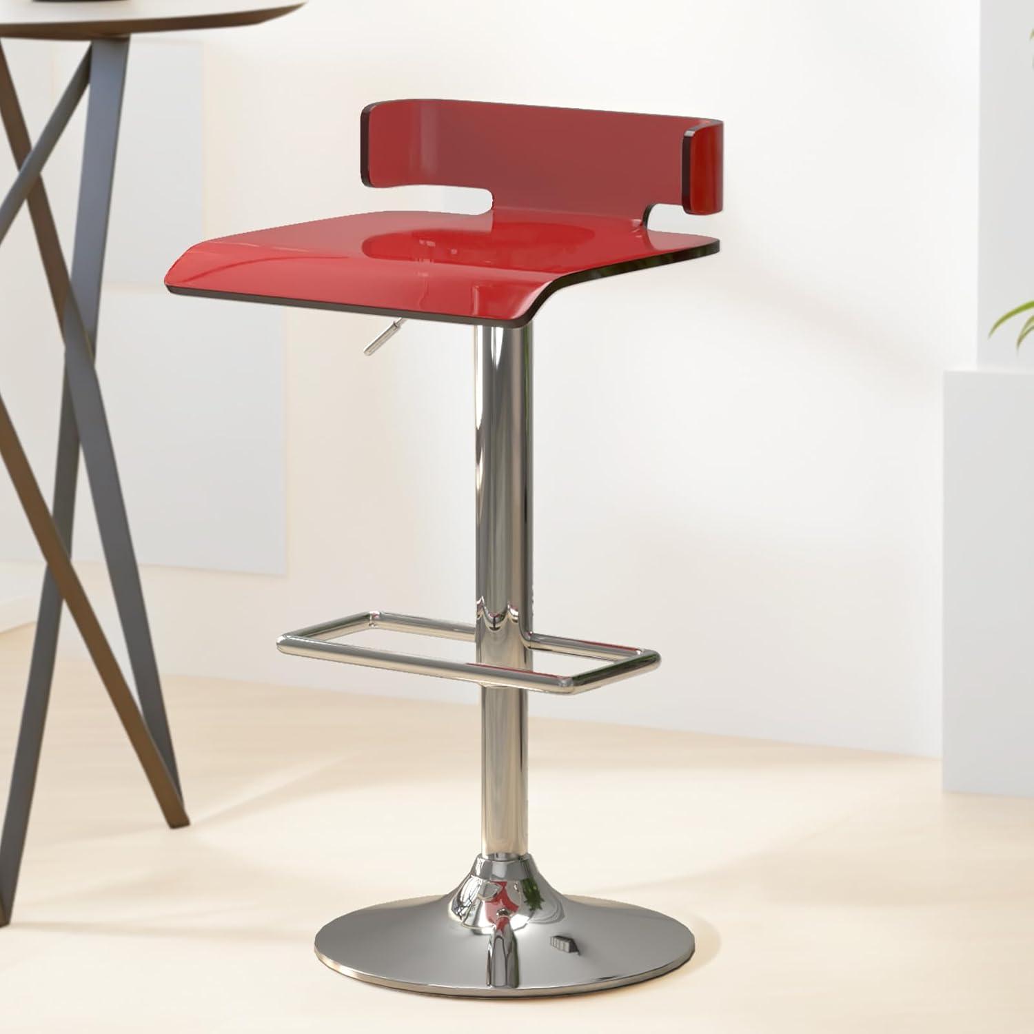 Acme Furniture Rania Adjustable Stool with Swivel, Red & Chrome, 15"L x 16"D x 35"H