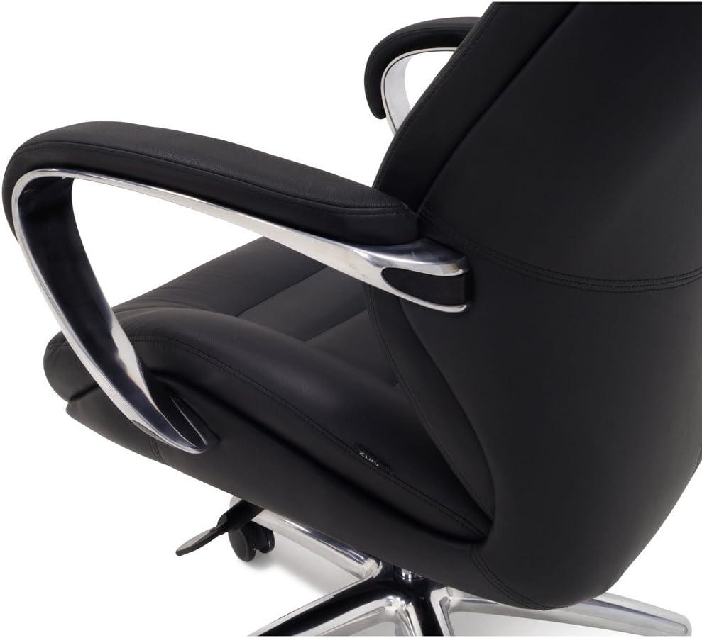 Zuri Furniture Gates Genuine Leather Aluminum Base High Back Executive Chair - White
