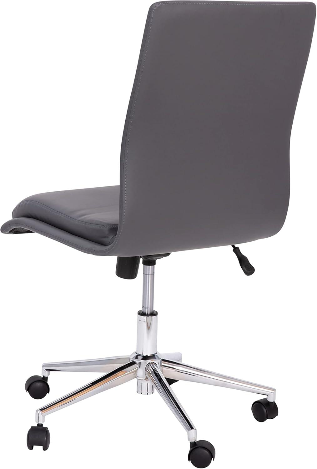 Flash Furniture Madigan Mid-Back Armless Swivel Task Office Chair with LeatherSoft and Adjustable Chrome Base, Gray