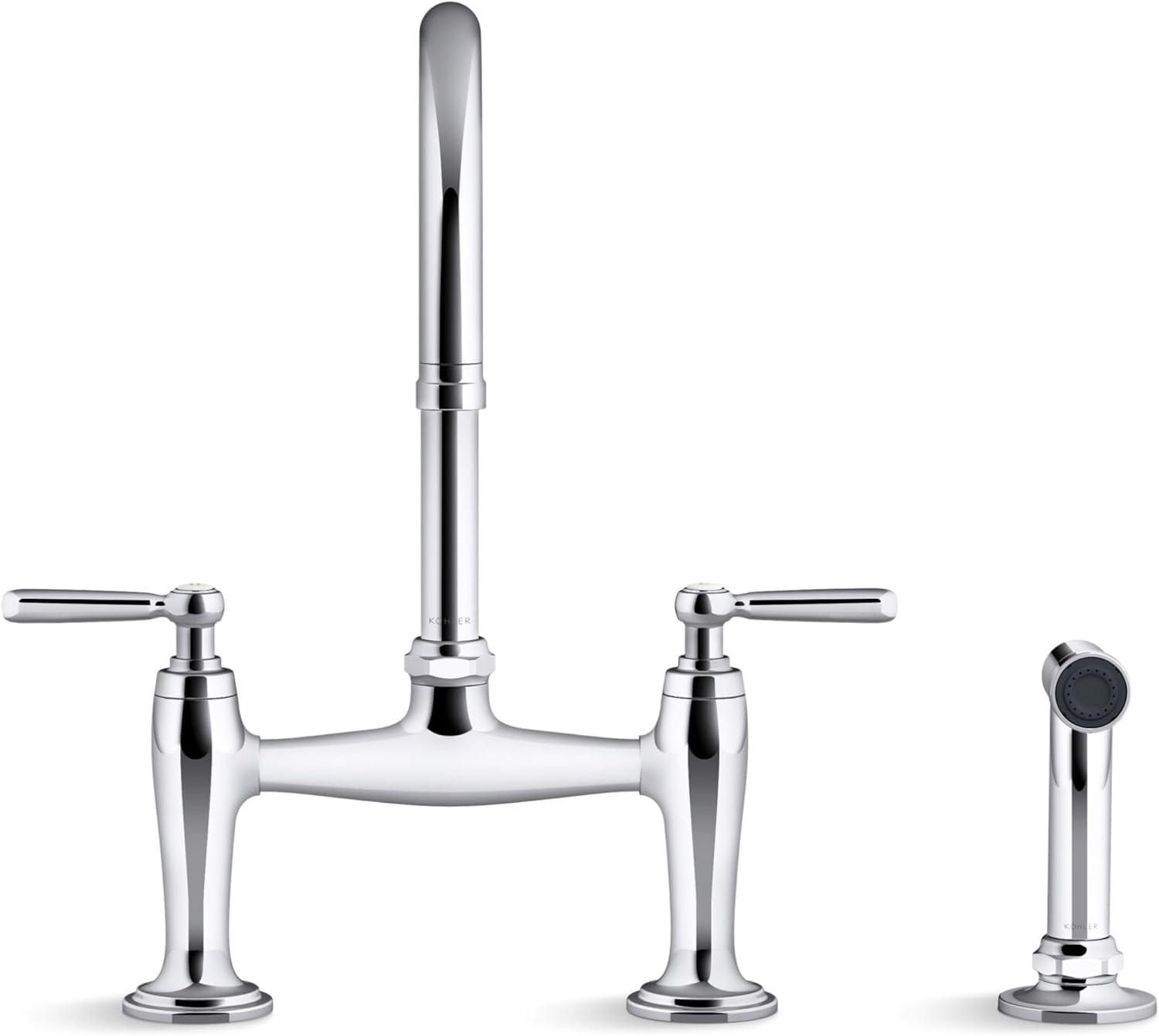 Edalyn by Studio McGee Two-Hole Bridge Kitchen Sink Faucet with Side Sprayer