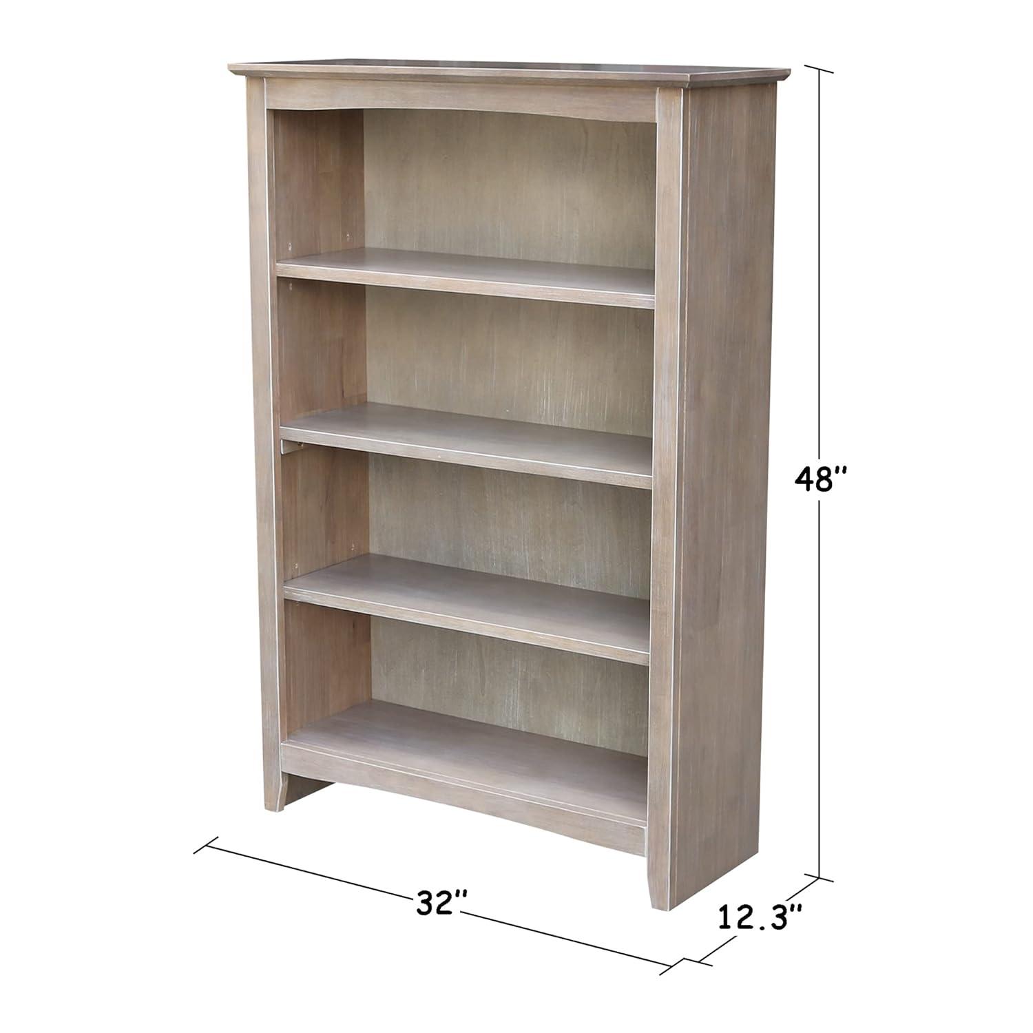 48" Shaker Bookshelf Washed Gray/Taupe - International Concepts: Solid Wood, 3-Shelf Storage