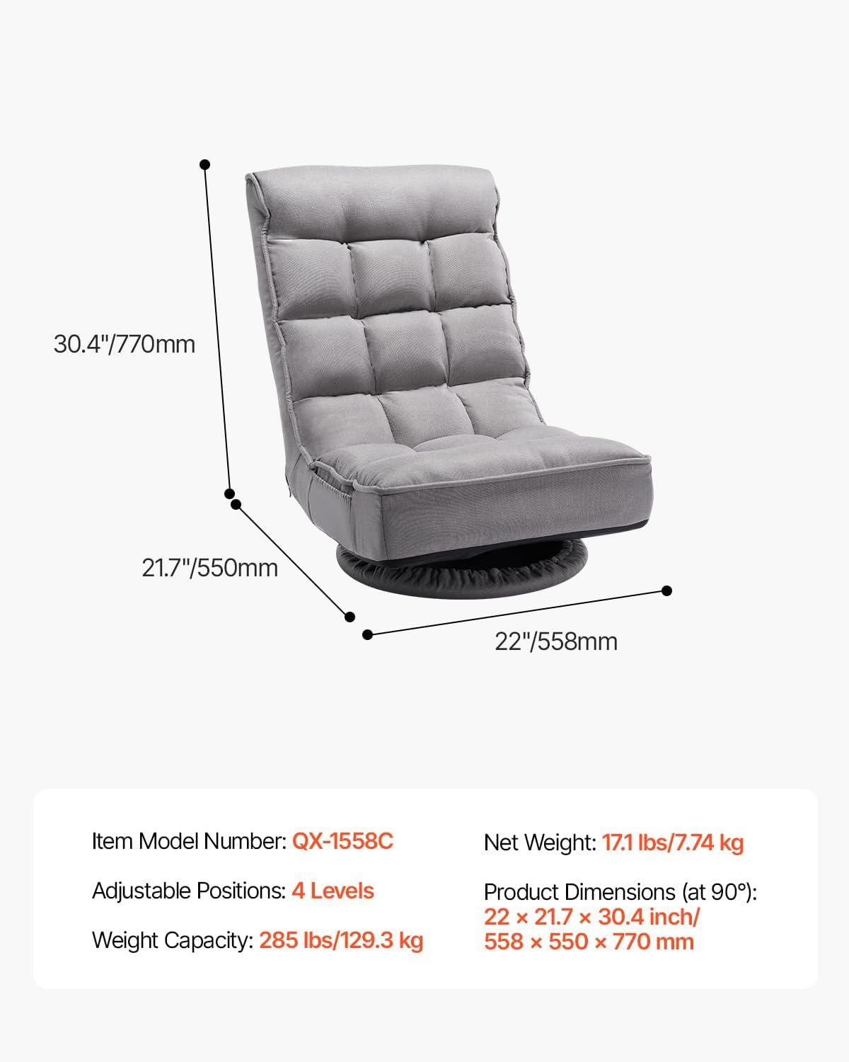 360° Swivel Floor Gaming Chair with 4 Adjustable Position Folding Floor Chair
