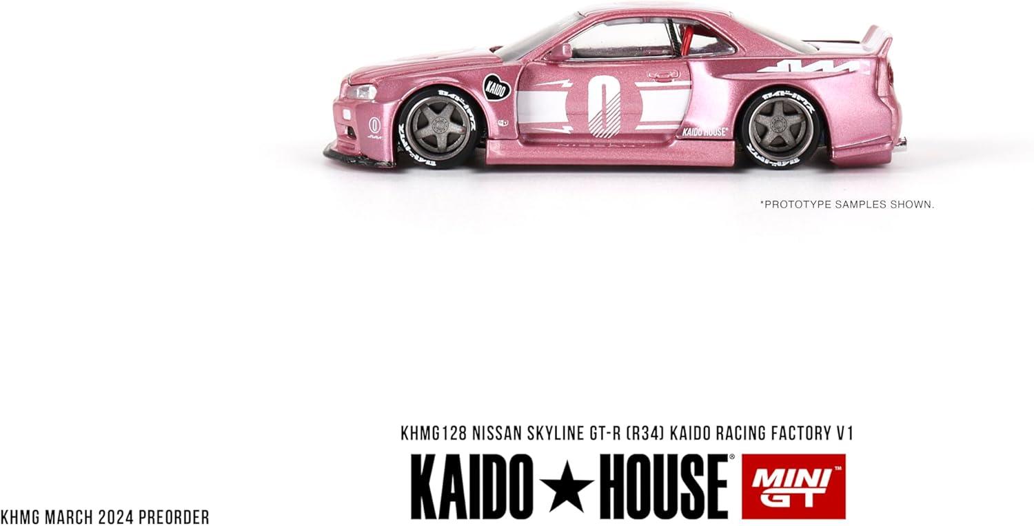 (Pre-order) Kaido House x Mini GT Nissan Skyline GT-R R34 Kaido Racing Factory V1 - Pink