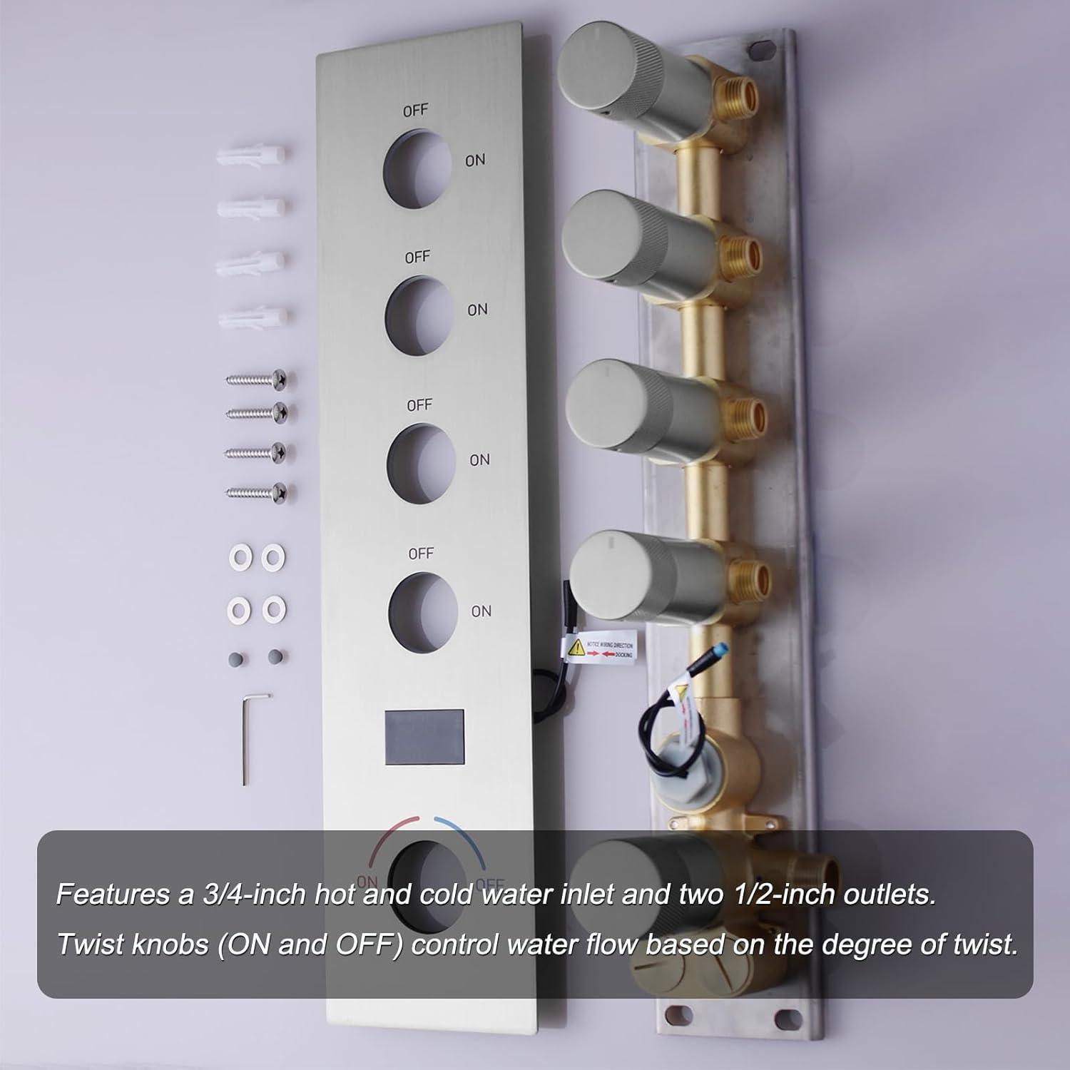 Herathena 3 Functions Ceiling Mounted Luxury Shower System with 6 Body Jets (Rough-in Valve Included)