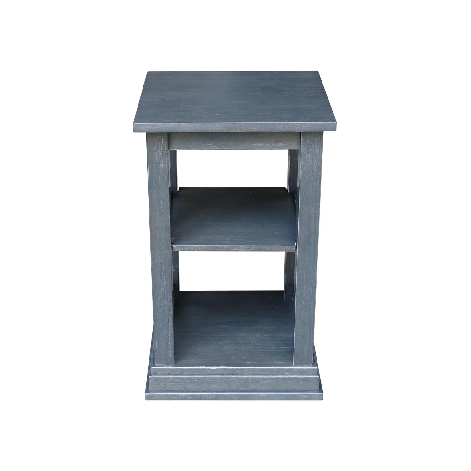 Hampton Accent Table with Shelves Heather Gray/Antique Washed - International Concepts: Solid Wood, Fixed Shelf Storage