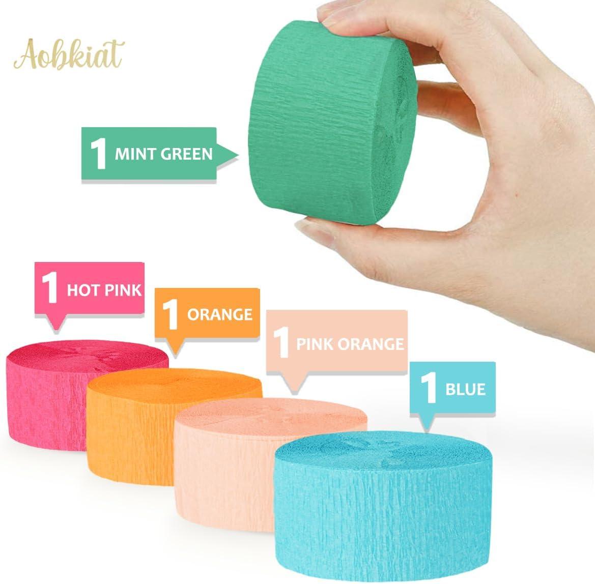 AOBKIAT 5 Rolls Rainbow Party Streamers Crepe Paper,Candyland Party Decorations for Christmas,Birthday,Wedding,Bachelorette,Bridal/Baby Shower,Hanging Candyland Backdrop Decoration