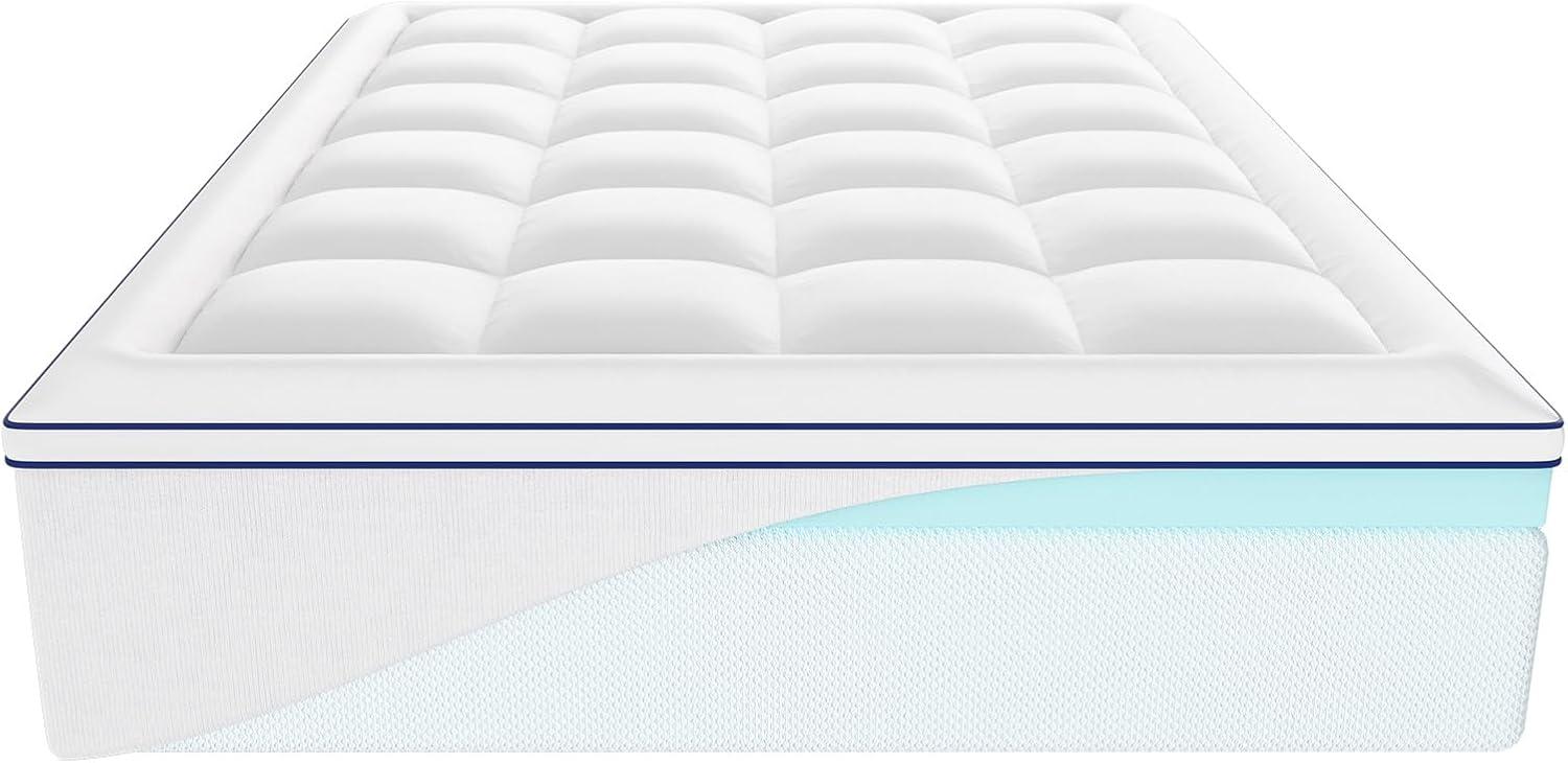 VEVOR Mattress Topper Premium Memory Foam Fiber Fill 4 in Thickness