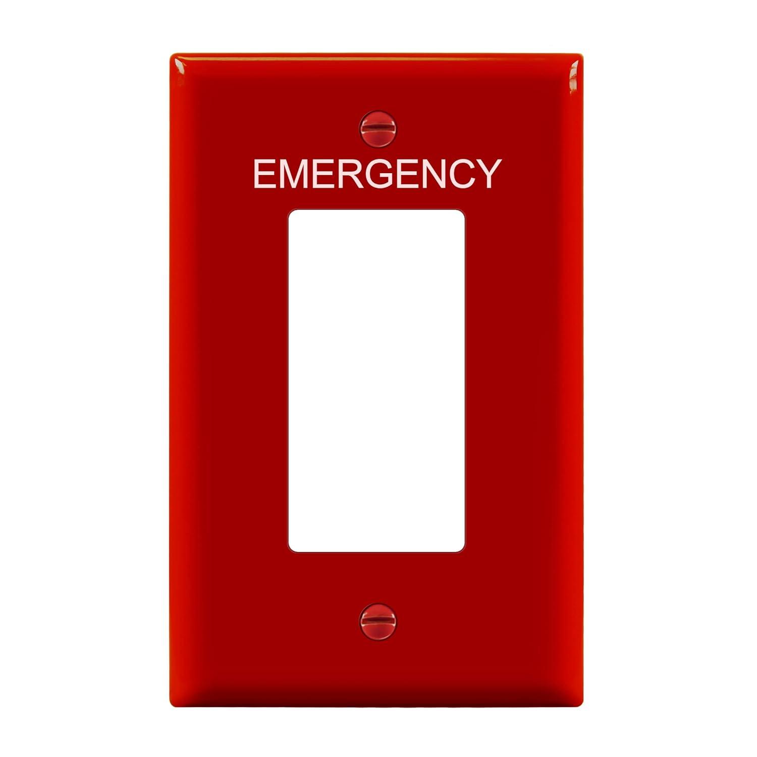 Red Polycarbonate Emergency Label Mid-Size Wall Plate